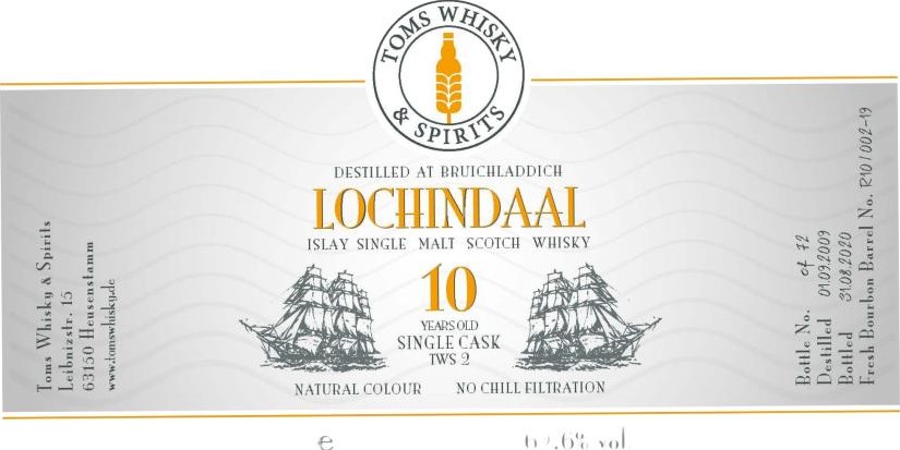 Lochindaal 2009 TW&S Fresh Bourbon Barrel 62.6% 700ml