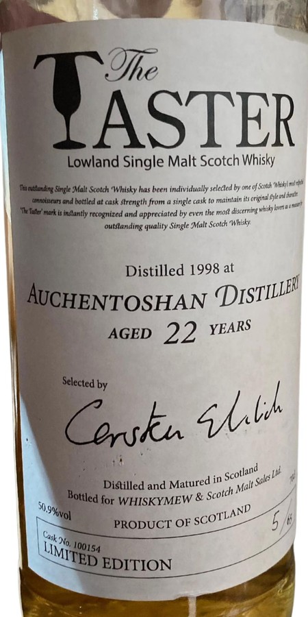 Auchentoshan 1998 TWA The Taster Selected by Carsten Ehrlich Whiskymew & Scotch Malt Sales Ltd 50.9% 700ml