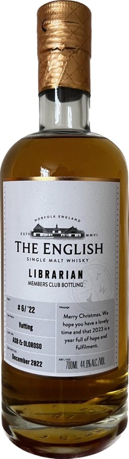 The English Whisky Members Club Release Batch #06 22 Librarian Members Club Release ASB & Oloroso 44.6% 700ml