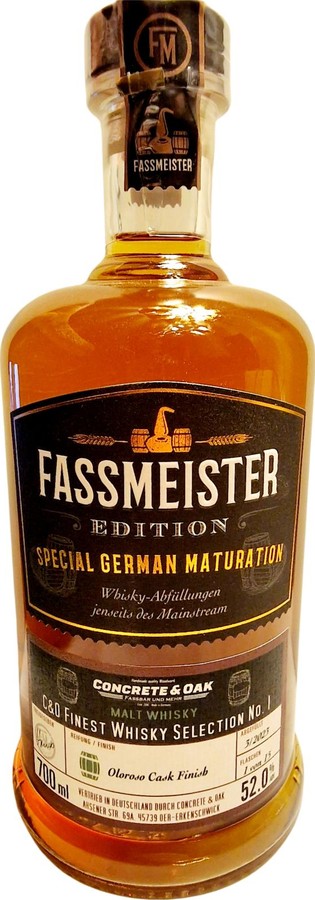 Fassmeister Edition Finest Whisky Selection No.1 Wx Oloroso Finish Concrete and Oak 52% 700ml