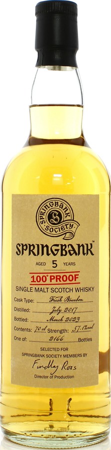 Springbank 2017 Society Bottling Fresh Bourbon 57.1% 700ml