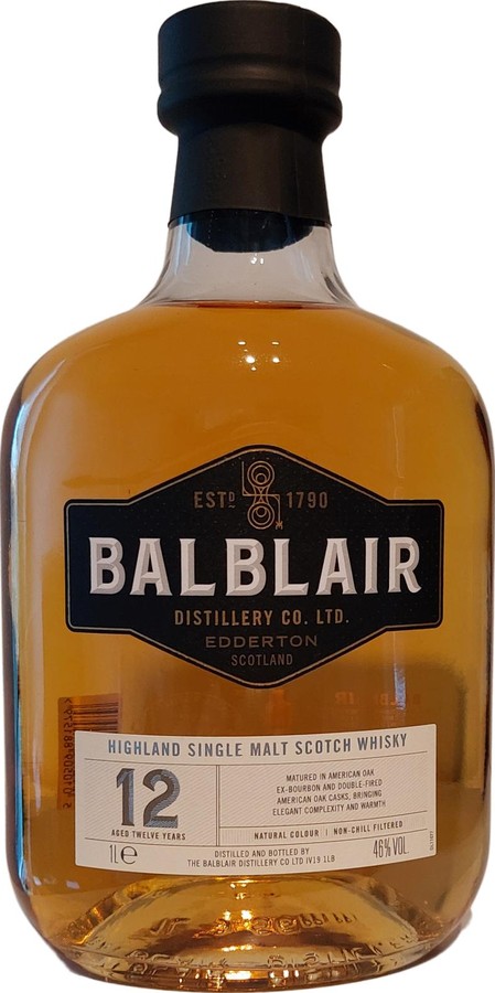 Balblair 12yo Ex-bourbon & Double-fired American oak 46% 1000ml