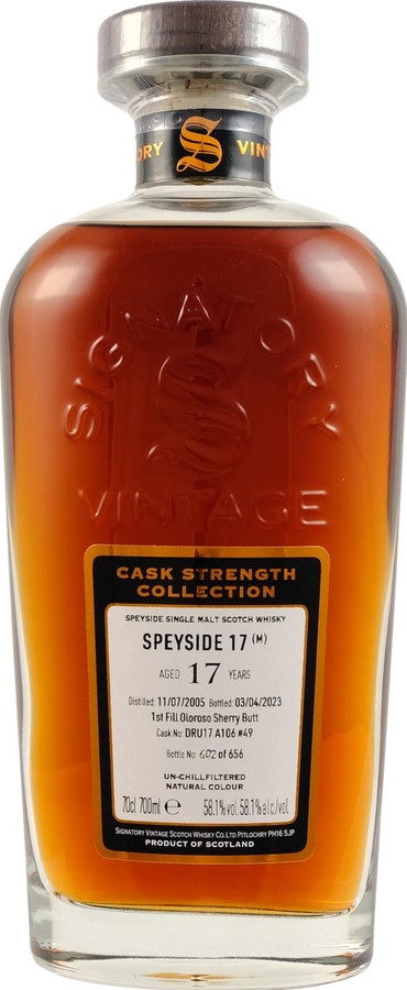 Secret Speyside 2005 SV Cask Strength Collection 1st Fill Oloroso Sherry Butt 58.1% 700ml