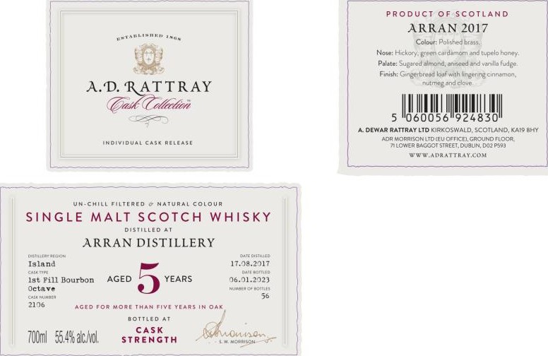 Arran 2017 DR Cask Collection 1st Fill Bourbon Octave 55.4% 700ml