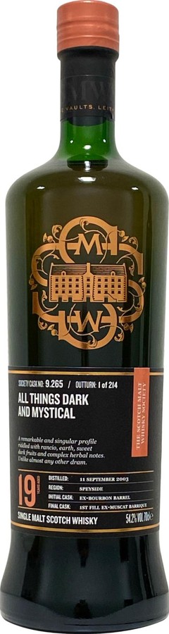 Glen Grant 2003 SMWS 9.265 All things dark and mystical 1st Fill Ex-Muscat Barrique Finish 54.2% 700ml