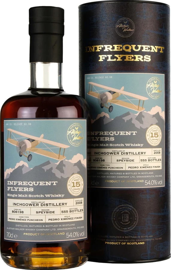 Inchgower 2008 AWWC Infrequent Flyers Pedro Ximenez Puncheon 54% 700ml