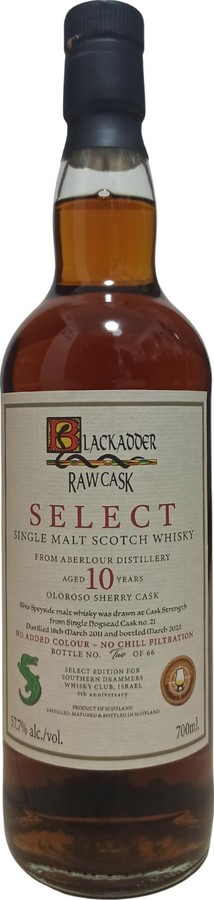 Aberlour 2011 BA Raw Cask Select Oloroso Sherry Cask 5th Anniversary Southern Drammers Whisky Club Israel 57.7% 700ml