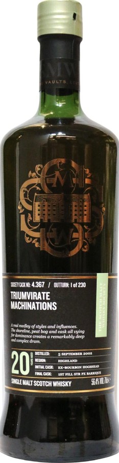 Highland Park 2002 SMWS 4.367 Triumvirate machinations 1st Fill STR PX Barrique Finish 56.4% 700ml