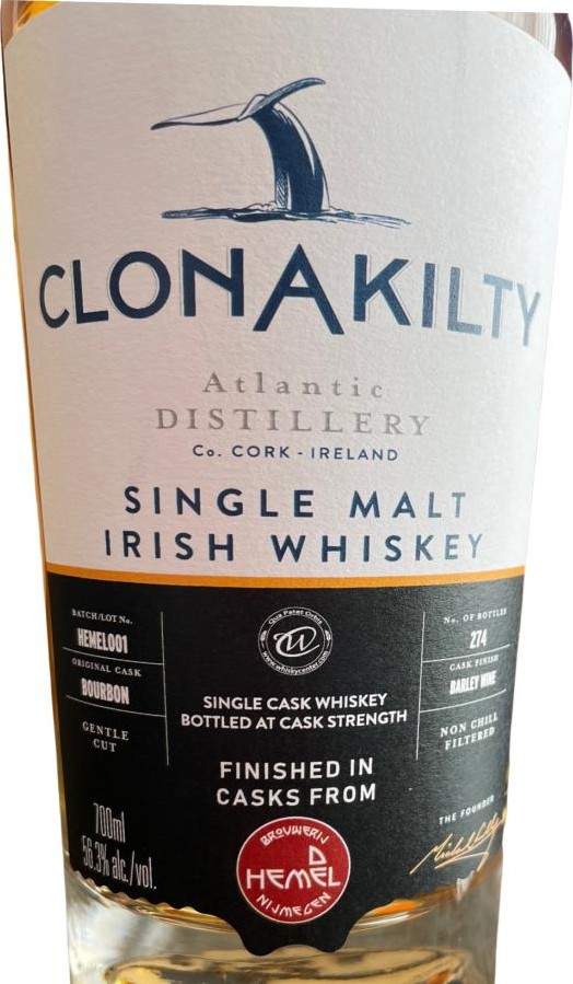 Clonakilty Single Malt Irish Whisky Casks from Brouwerij Hemel 56.3% 700ml