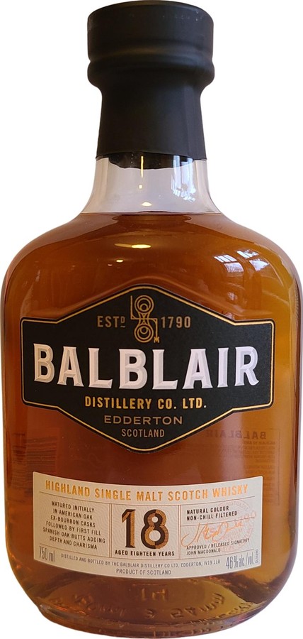 Balblair 18yo Ex-bourbon 1st fill spanish oak butt 46% 750ml