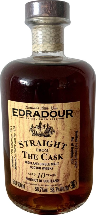 Edradour 2011 Straight From The Cask Sherry Cask Matured Sherry Butt Kirsch Import 58.7% 500ml