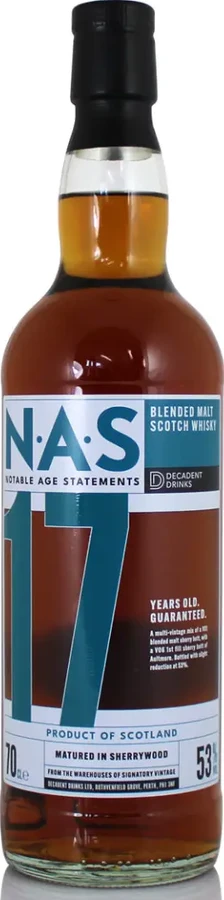 Blended Malt Scotch Whisky 17yo DeDr Notable Age Statements 1st Fill Ex-Sherry Butt 53% 700ml