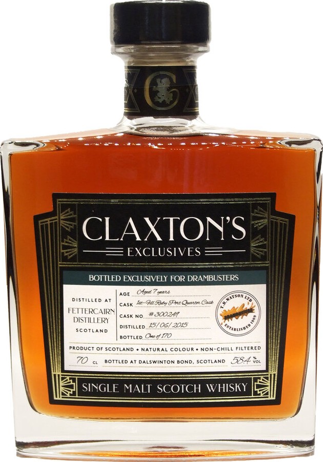 Fettercairn 2015 CL Claxton's Exclusives 1st Fill Ruby Port Quarter Cask Bottled exclusively for Drambusters 58.4% 700ml