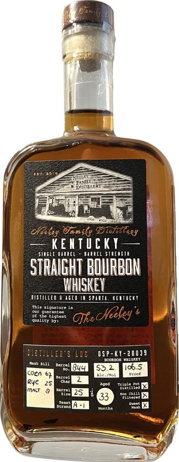 Neeley Family 2020 Straight Bourbon Whisky American Virgin oak barrel 53.2% 375ml
