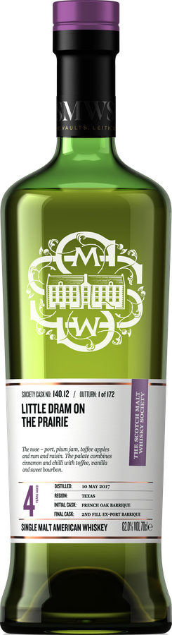 Balcones 2017 SMWS 140.12 Little dram on the prairie 2nd Fill Ex-Port Barrique Finish 62% 700ml