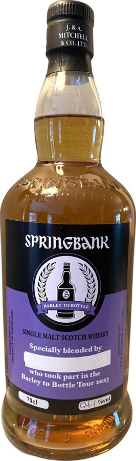 Springbank Bottle to Barley Tour 2023 Hand bottled at Distillery 1st Fill Ex-Bourbon Port Jessi 54.1% 700ml