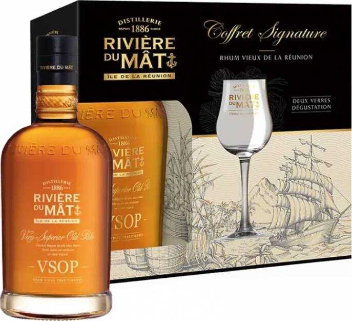 Riviere du Mat VSOP Reunion Giftbox With Two Glasses 43% 700ml