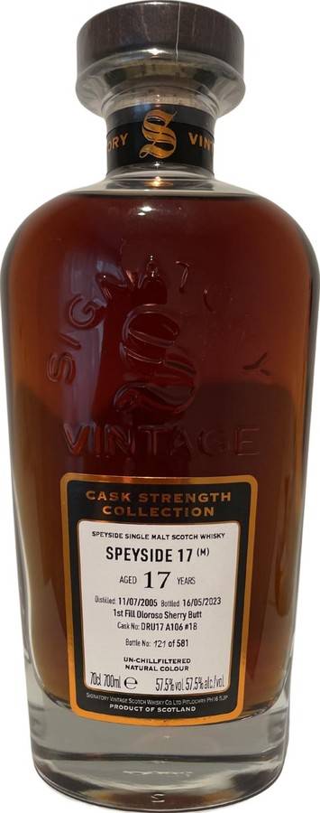 Secret Speyside 2005 SV Cask Strength Collection 1st-fill Oloroso Sherry Butt 57.5% 700ml