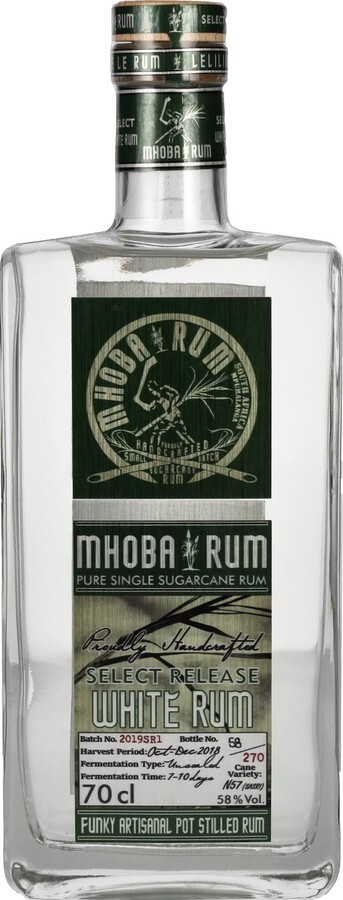 Mhoba Rum 2019 Select Release White Batch #2019SR1 58% 700ml