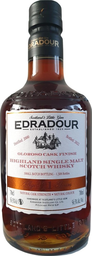 Edradour 2000 Oloroso Cask Finish Ex-Bourbon Hoghshead & 15yo in fresh Oloroso 56.5% 700ml
