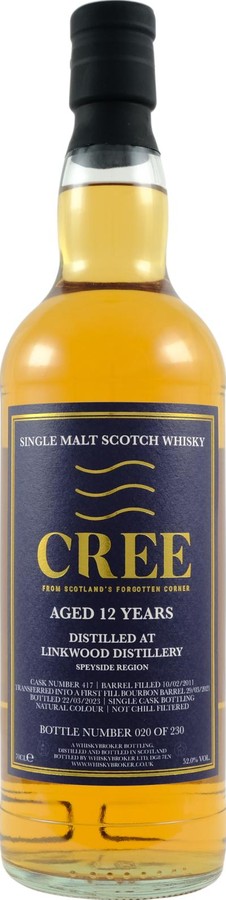 Linkwood 2011 WhB Cree Finished in 1st Fill Bourbon Barrel 52% 700ml