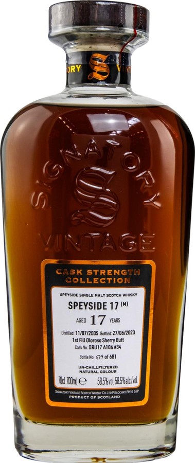 Secret Speyside 2005 SV Cask Strength Collection 1st Fill Oloroso Sherry Butt 58.5% 700ml