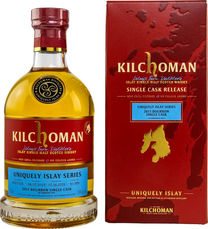 Kilchoman 2015 Uniquely Islay Series An Samhradh 2023 Bourbon Hanseatische Weinhandelsgesellschaft Bremen 56% 700ml
