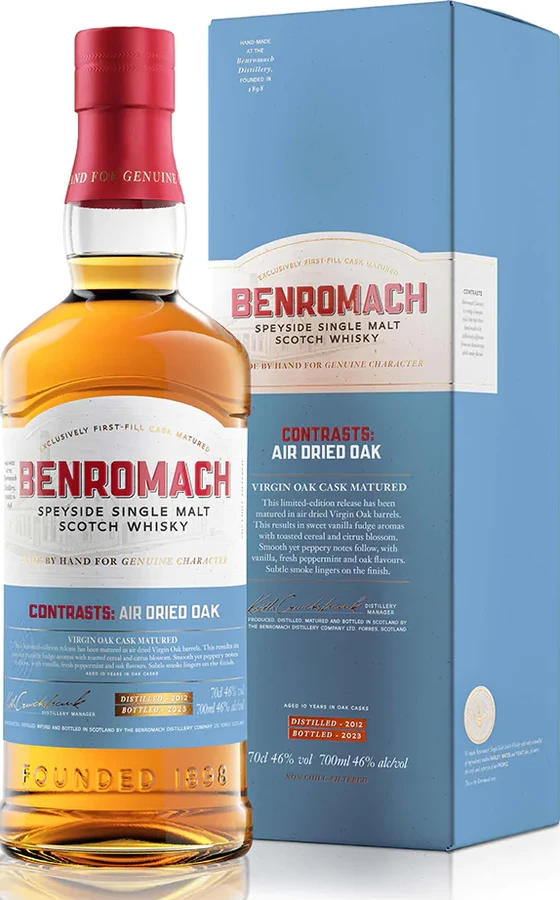 Benromach 2012 Contrasts: Air Dried Oak Air dried virgin oak barrel 46% 700ml
