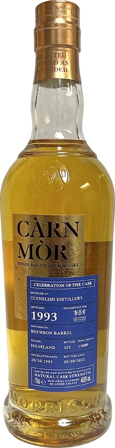 Clynelish 1993 MSWD Carn Mor Celebration of the Cask Bourbon Barrel The Whisky Exchange 49.6% 700ml