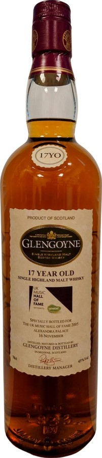 Glengoyne 17yo The UK Music Hall of Fame 2005 Alexandra Palace 16 November 43% 700ml