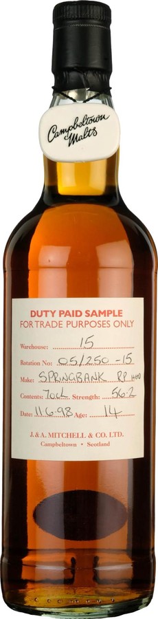 Springbank 14yo Duty Paid Sample For Trade Purposes Only RP HHD 56.2% 700ml