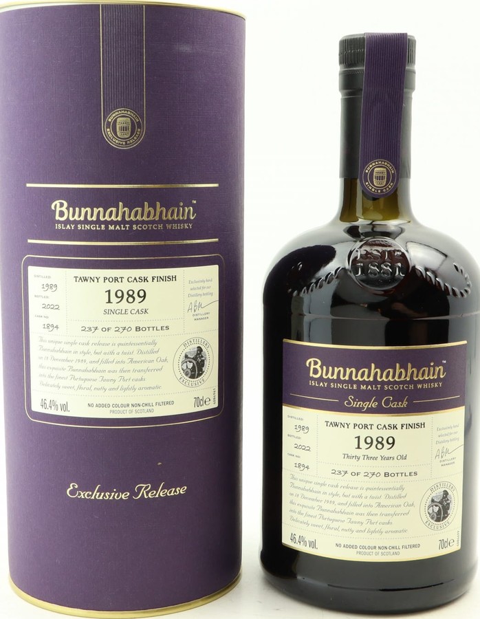 Bunnahabhain 1989 Single Cask Release Tawny Port Finish 46.4% 700ml