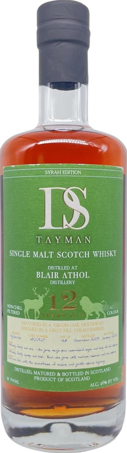 Blair Athol 2009 DST Syrah Edition Virgin Oak Hogshead 1st Fill Syrah Barrel 46% 700ml