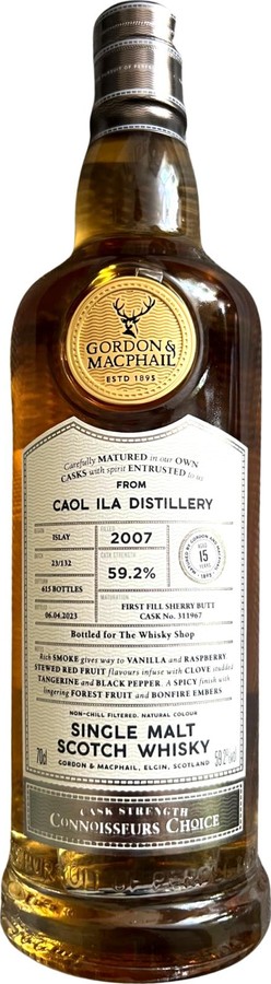 Caol Ila 2007 GM Connoisseurs Choice Cask Strength 1st Fill Sherry Butt The Whisky Shop 59.2% 700ml