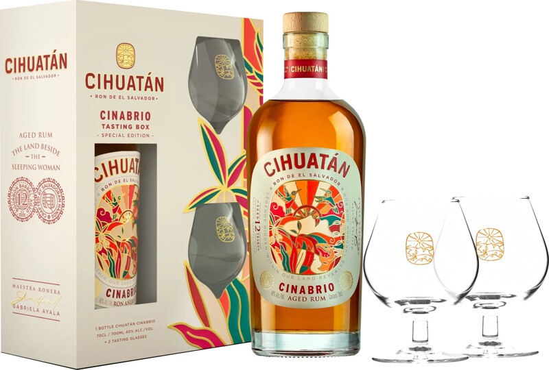 Cihuatan Cinabrio Giftbox With Two Glasses 12yo 40% 700ml