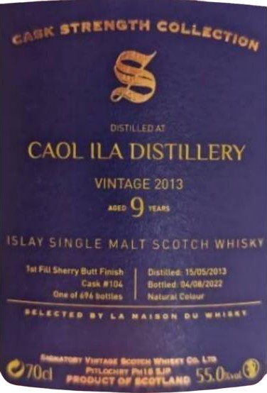 Caol Ila 2016 SV 1st Fill Sherry Butt Finish 55% 700ml