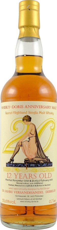 Secret Highland Single Malt Whisky 2010 WD 20th Anniversary Refill Butt 53.6% 700ml