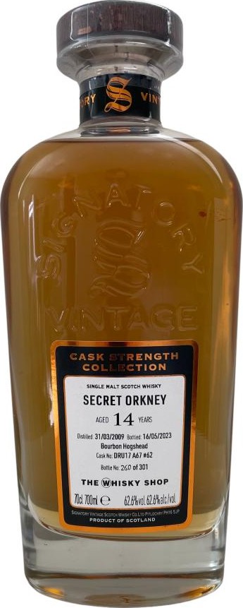 Secret Orkney 2009 SV Cask Strength Collection Bourbon Hogshead The Whisky Shop 62.6% 700ml