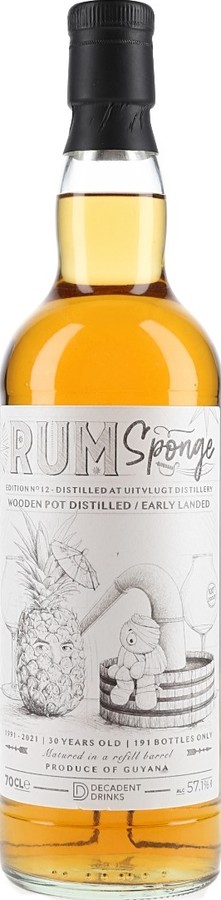 Decadent Drinks 1991 Uitvlugt Rum Sponge No.2 30yo 57.1% 700ml