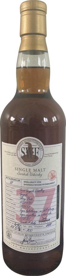 Secret Speyside Distillery 2001 Sb SWF #37 Sherry butt SWF Swedish Whisky Federation 44.5% 700ml