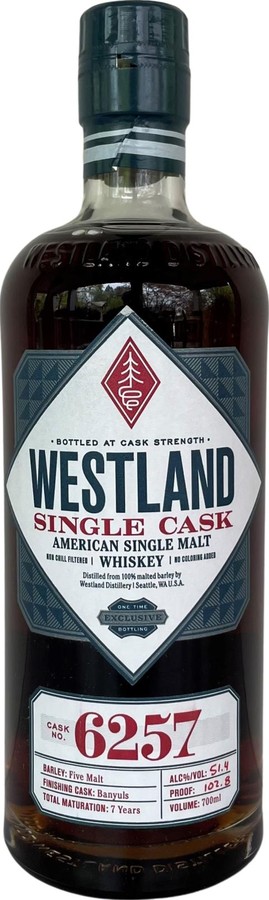 Westland 2014 Single Cask New Oak Banyuls Wine Finish r Bourbon 51.4% 700ml
