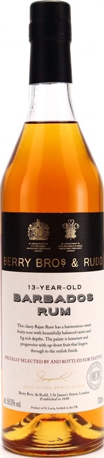 Berry Bros & Rudd 2005 Foursquare Barbados 13yo 58% 700ml