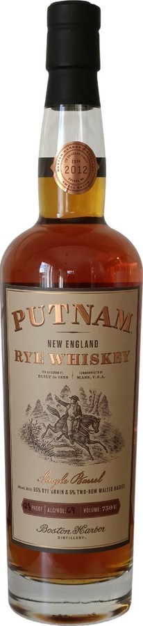 Putnam New England Rye Whisky Single Barrel 53 Gallon New American Oak Barrel 64% 750ml