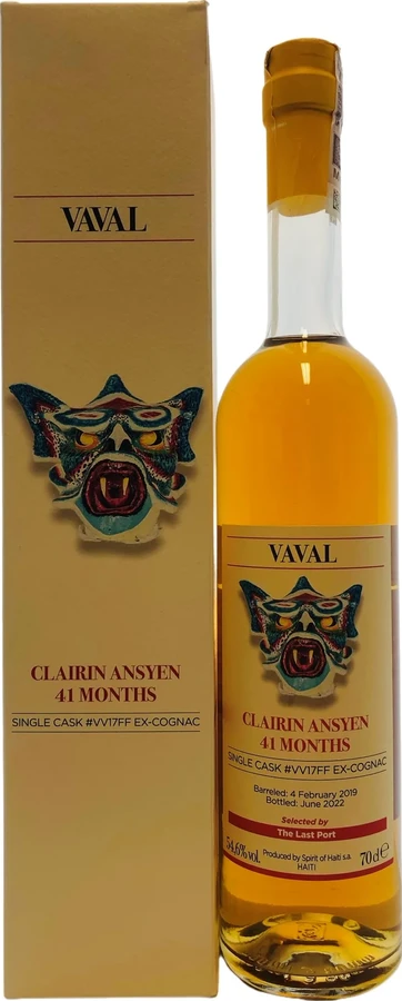 Clairin 2019 Vaval Ansyen 41 Month Cognac Cask VV17FF 54.6% 700ml