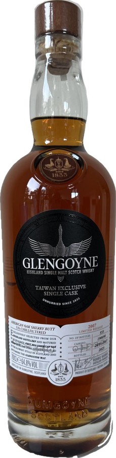Glengoyne 2007 1st Fill American Oak Sherry Butt Taiwan Exclusive 64.8% 700ml
