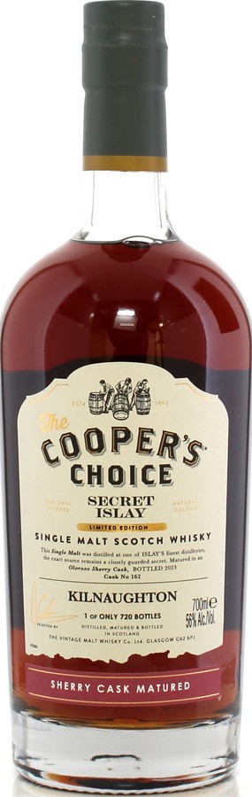 Kilnaughton Secret Islay Limited Edition VM The Cooper's Choice Oloroso Sherry 56% 700ml