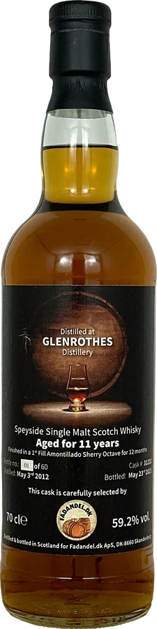Glenrothes 2012 F.dk 1st Fill Amontillado Sherry Octave 59.2% 700ml