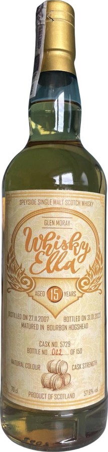 Glen Moray 2007 UD Bourbon Hogshead WhiskyElla 57.6% 700ml