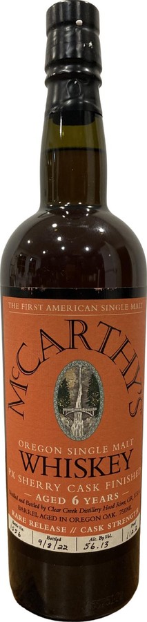 McCarthy's 6yo Oregon Single Malt Whisky Rare Release PX Sherry Finish 56.13% 750ml