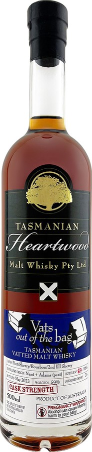 Heartwood Vats out of the bag HeWo Peated Port Sherry Bourbon 2nd Fill Sherry 59% 500ml